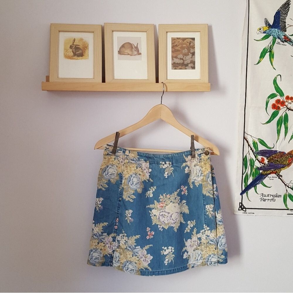 Floral Denim Skort